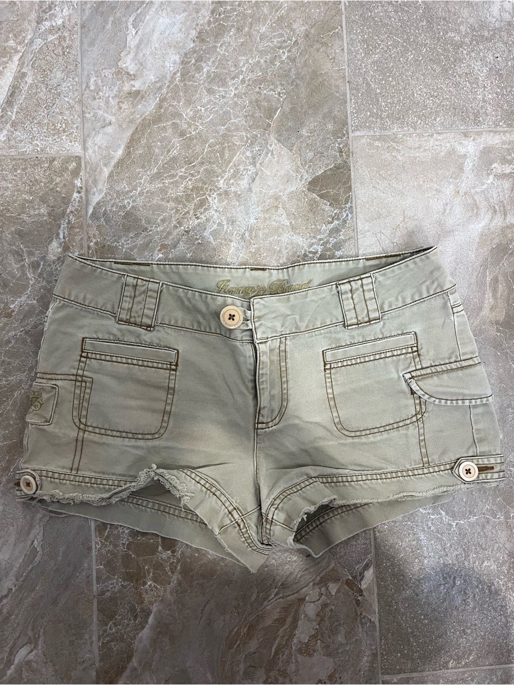 Women’s Khaki Cargo Denim Shorts